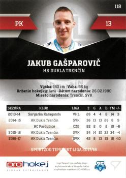 2017-18 SportZoo Tipsport Liga #118 Jakub Gasparovic Back