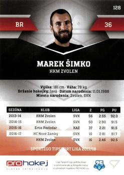 2017-18 SportZoo Tipsport Liga #128 Marek Simko Back