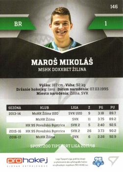2017-18 SportZoo Tipsport Liga #146 Maros Mikolas Back