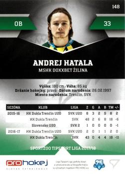 2017-18 SportZoo Tipsport Liga #148 Andrej Hatala Back