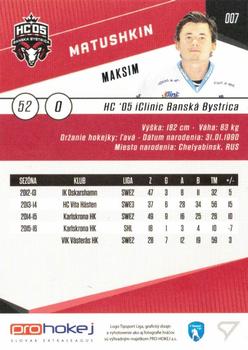 2016-17 SportZoo Tipsport Liga #007 Maksim Matushkin Back