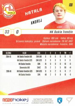 2016-17 SportZoo Tipsport Liga #130 Andrej Hatala Back