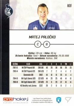 2016-17 SportZoo Tipsport Liga - Novacik #N06 Matej Palocko Back