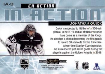 2018-19 O-Pee-Chee Platinum - In Action #IA-3 Jonathan Quick Back