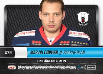 2016-17 German DEL Playercards Basic - Backup Plan #DEL PB 02 Marvin Cüpper Back