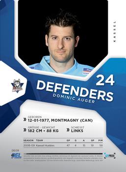 2009-10 Playercards Preview Serie (DEL) - Defenders #DE09 Dominic Auger Back