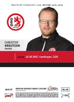 2015-16 Playercards Basic Serie 2 (DEL) #DEL-368 Christof Kreutzer Back