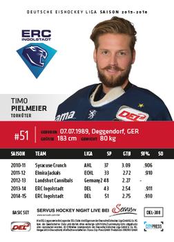 2015-16 Playercards Basic Serie 2 (DEL) #DEL-388 Timo Pielmeier Back
