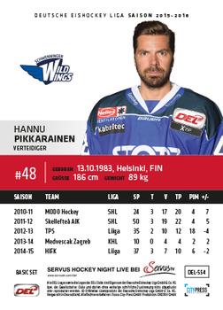 2015-16 Playercards Basic Serie 2 (DEL) #DEL-554 Hannu Pikkarainen Back