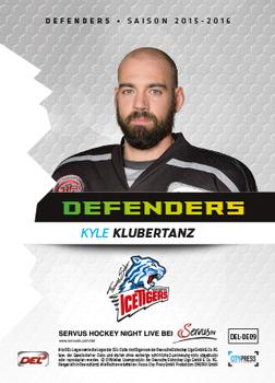2015-16 Playercards Basic Serie 2 (DEL) - Defenders #DEL-DF09 Kyle Klubertanz Back