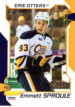 2018-19 Choice Erie Otters (OHL) #21 Emmett Sproule Front