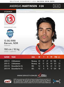 2014-15 Playercards (DEL) #DEL-051 Andreas Martinsen Back