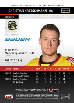 2014-15 Playercards (DEL) #DEL-141 Christian Kretschmann Back
