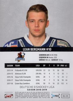 2018-19 Playercards (DEL) #DEL-145 Lean Bergmann Back