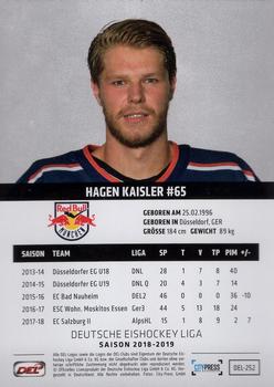 2018-19 Playercards (DEL) #DEL-252 Hagen Kaisler Back