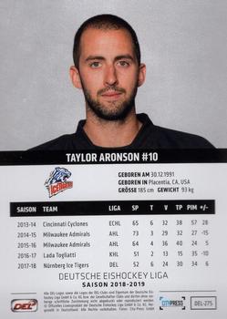 2018-19 Playercards (DEL) #DEL-275 Taylor Aronson Back