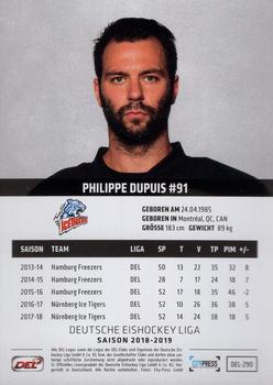 2018-19 Playercards (DEL) #DEL-290 Philippe Dupuis Back