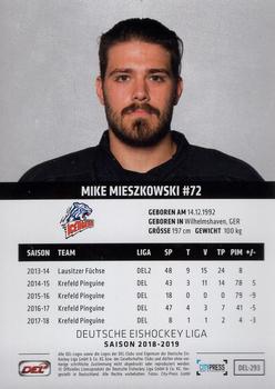2018-19 Playercards (DEL) #DEL-293 Mike Mieszkowski Back