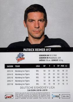 2018-19 Playercards (DEL) #DEL-296 Patrick Reimer Back