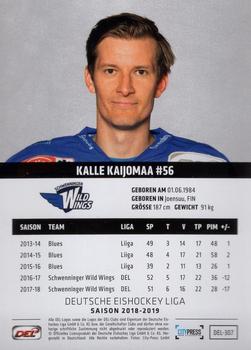 2018-19 Playercards (DEL) #DEL-307 Kalle Kaijomaa Back