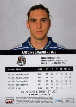 2018-19 Playercards (DEL) #DEL-343 Antoine Laganiere Back