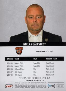 2018-19 Playercards (DEL) #DEL-381 Niklas Gallstedt Back