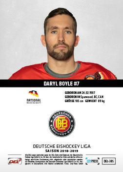 2018-19 Playercards (DEL) #DEL-385 Daryl Boyle Back