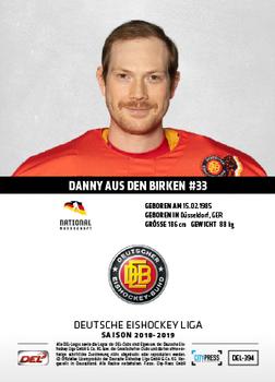 2018-19 Playercards (DEL) #DEL-394 Danny aus den Birken Back