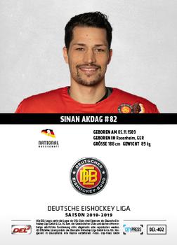 2018-19 Playercards (DEL) #DEL-402 Sinan Akdag Back