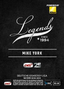 2018-19 Playercards (DEL) #DEL-438 Mike York Back