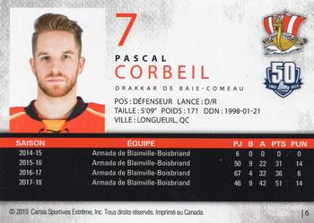 2018-19 Extreme Baie-Comeau Drakkar (QMJHL) #6 Pascal Corbeil Back