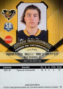 2018-19 Extreme Victoriaville Tigres (QMJHL) #15 Adam Gaudreau Back