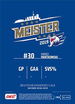 2018-19 Playercards Meister 2019 (DEL) #DEL-MS02 Mirko Pantkowski Back
