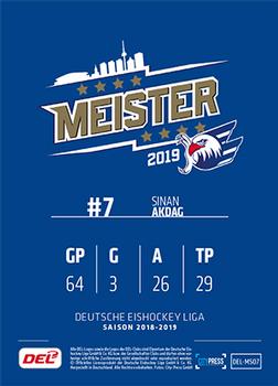2018-19 Playercards Meister 2019 (DEL) #DEL-MS07 Sinan Akdag Back
