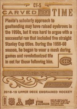 2018-19 Upper Deck Engrained - Carved in Time Wood #CT-5 Jacques Plante Back