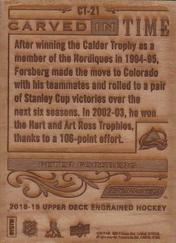 2018-19 Upper Deck Engrained - Carved in Time Wood #CT-21 Peter Forsberg Back