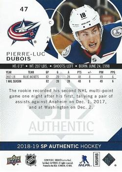 2018-19 SP Authentic - Limited Red #47 Pierre-Luc Dubois Back