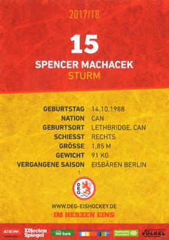 2017-18 Dusseldorfer EG Postcards #NNO Spencer Machacek Back