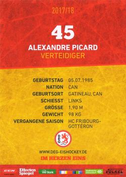 2017-18 Dusseldorfer EG Postcards #NNO Alexandre Picard Back