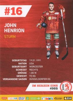 2018-19 Dusseldorfer EG Postcards #NNO John Henrion Back