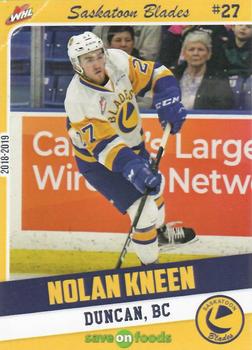 2018-19 Save On Foods Saskatoon Blades (WHL) #10 Nolan Kneen Front