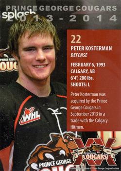 2013-14 Subway Prince George Cougars (WHL) #NNO Peter Kosterman Back