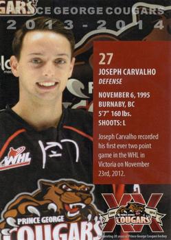 2013-14 Subway Prince George Cougars (WHL) #NNO Joseph Carvalho Back