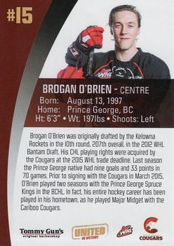 2017-18 Tommy Gun's Prince George Cougars (WHL) #12 Brogan O'Brien Back
