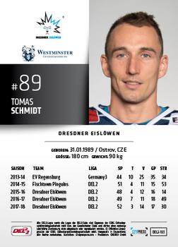 2018-19 Playercards (DEL2) #103 Tomas Schmidt Back