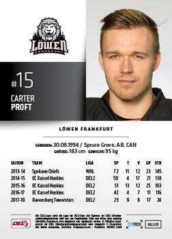 2018-19 Playercards (DEL2) #125 Carter Proft Back