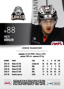2018-19 Playercards (DEL2) #133 Mick Köhler Back
