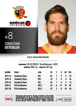2018-19 Playercards (DEL2) #196 Sebastian Osterloh Back