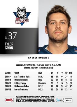 2018-19 Playercards (DEL2) #212 Tyler Gron Back