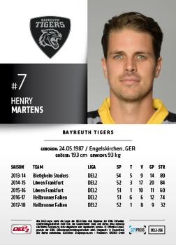 2018-19 Playercards (DEL2) #266 Henry Martens Back